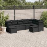 vidaXL Set mobilier de grădină cu perne, 9 piese, negru, poliratan (3250404)