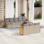 vidaXL Set canapele de grădină cu perne, 10 piese, bej, poliratan (3260498)