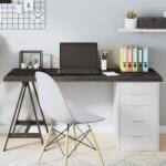 vidaXL Blat de masă gri 140x60x(2-4) cm, lemn masiv stejar tratat (3156444)