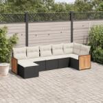 vidaXL Set canapele de grădină cu perne, 7 piese, negru, poliratan (3260271)