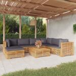 vidaXL Set mobilier grădină cu perne, 8 piese, lemn masiv de tec (3100880) - comfy