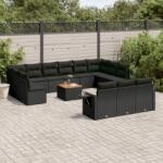 vidaXL Set mobilier de grădină cu perne, 14 piese, negru, poliratan (3257133)