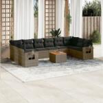 vidaXL Set canapele de grădină cu perne, 11 piese, gri, poliratan (3224737)