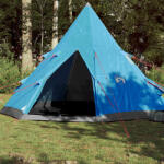 vidaXL Cort de camping 4 persoane albastru, 367x367x259 cm, tafta 185T (94381) Cort