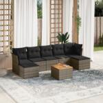 vidaXL Set canapele de grădină cu perne, 8 piese, gri, poliratan (3256109)