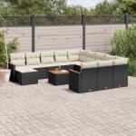 vidaXL Set mobilier de grădină cu perne, 13 piese, negru, poliratan (3226588)