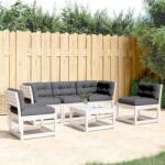 vidaXL Set canapele de grădină cu perne 5 piese alb lemn masiv de pin (3216981)