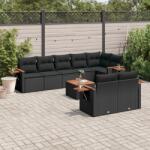 vidaXL Set mobilier de grădină cu perne, 9 piese, negru, poliratan (3226993)