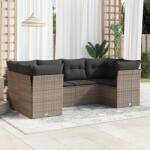 vidaXL Set mobilier grădină cu perne, 6 piese, gri, poliratan (3249949)