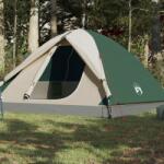 vidaXL Cort de camping 3 persoane verde, 240x217x120 cm, tafta 190T (94409) Cort
