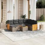 vidaXL Set canapele de grădină cu perne, 8 piese, gri, poliratan (3265771)