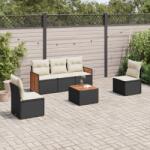 vidaXL Set mobilier de grădină cu perne, 6 piese, negru, poliratan (3227533)