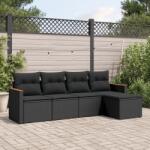 vidaXL Set mobilier de grădină cu perne, 5 piese, negru, poliratan (3225915)