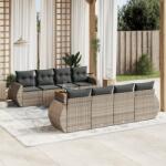 vidaXL Set canapele de grădină, 9 piese, cu perne, gri, poliratan (3224926)