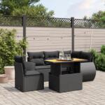 vidaXL Set mobilier de grădină cu perne, 6 piese, negru, poliratan (3272196)