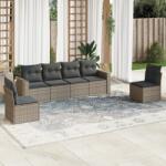 vidaXL Set mobilier grădină cu perne, 6 piese, gri, poliratan (3218800)