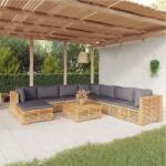 vidaXL Set mobilier grădină cu perne, 9 piese, lemn masiv de tec (3100890)