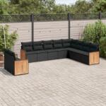 vidaXL Set canapele de grădină cu perne, 10 piese, negru, poliratan (3227791)