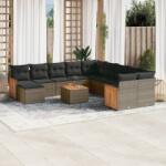 vidaXL Set canapea de grădină cu perne, 12 piese, gri, poliratan (3260660)