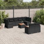 vidaXL Set canapele de grădină cu perne, 10 piese, negru, poliratan (3226293)