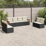 vidaXL Set mobilier de grădină cu perne, 8 piese, negru, poliratan (3227568)