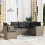 vidaXL Set canapea de grădină cu perne, 5 piese, gri, poliratan (3222569)