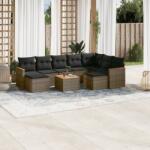 vidaXL Set mobilier de grădină cu perne, 10 piese, gri, poliratan (3258952)