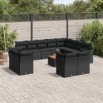 vidaXL Set mobilier de grădină cu perne, 13 piese, negru, poliratan (3256279)