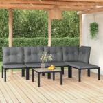 vidaXL Set mobilier de grădină, 6 piese, negru și gri, poliratan (3187746) - comfy