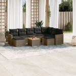 vidaXL Set mobilier de grădină cu perne, 10 piese, gri, poliratan (3226550)