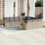 vidaXL Set canapele de grădină cu perne, 11 piese, bej, poliratan (3258832)