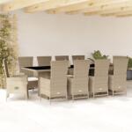 vidaXL Set mobilier de grădină cu perne, 11 piese, bej, poliratan (3277588)