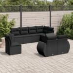 vidaXL Set mobilier de grădină cu perne, 8 piese, negru, poliratan (3253972)