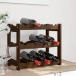 vidaXL Suport sticle de vin, 12 sticle, maro, lemn masiv de pin (373388) Suport sticla vin