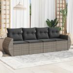 vidaXL Set canapea de grădină cu perne, 4 piese, gri, poliratan (3221079)