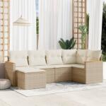 vidaXL Set canapele de grădină cu perne, 6 piese, bej, poliratan (3226177)