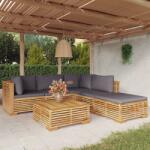 vidaXL Set mobilier grădină cu perne, 6 piese, lemn masiv de tec (3100860)