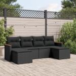 vidaXL Set mobilier de grădină cu perne, 6 piese, negru, poliratan (3226216)