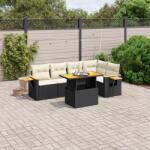 vidaXL Set mobilier de grădină cu perne, 6 piese, negru, poliratan (3273506)