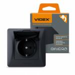 Videx Földelt csatlakozó aljzat , dugalj, csapófedéllel , süllyesztett , fekete , VIDEX , BINERA (5411)