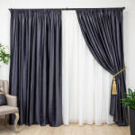 Hiko Set 2 draperii Hiko Comfy catifea gri antracit, cu rejansa (10013134)