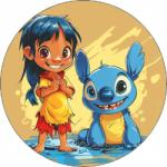 Pictu Hap Ehető papír Lilo és Stitch egy pocsolyában 19, 5 cm - Pictu Hap (pic9000563_kruh)