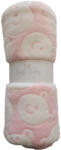 Soffi Baby takaró plüss dupla rózsaszín fehér macipofi 75x100cm - patikamra