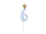 PartyDeco Lumanare cifra 6, albastru deschis, 9.5cm (SCU6-6-001J)