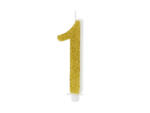 PartyDeco Lumanare cifra 1, aurie, 10cm (SCU4-1-019)