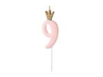PartyDeco Lumanare cifra 9, roz deschis, 9.5cm (SCU6-9-081J)