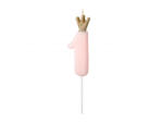 PartyDeco Lumanare cifra 1, roz deschis, 9.5cm (SCU6-1-081J)