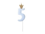 PartyDeco Lumanare cifra 5, albastru deschis, 9.5cm (SCU6-5-001J)