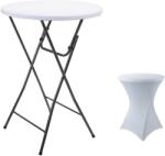 Probeach Progarden magas összecsukható asztal, átmérő 80 cm, magasság 110 cm, alumínium/műanyag, fehér
