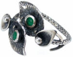 Ékszershop Smaragd köves antikolt leveles ezüst gyűrű (2163651)